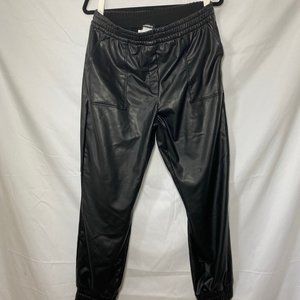 Express Women's Faux Leather Black Jogger Leggings - M